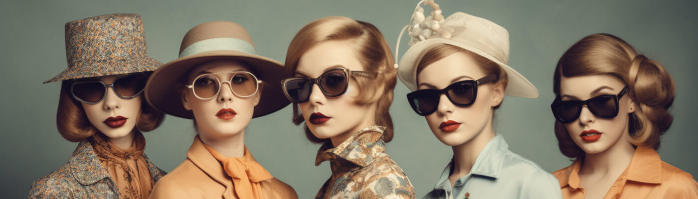 Style category background image depicting 5 stylish women in hats and sunglasses posing for the camera.
